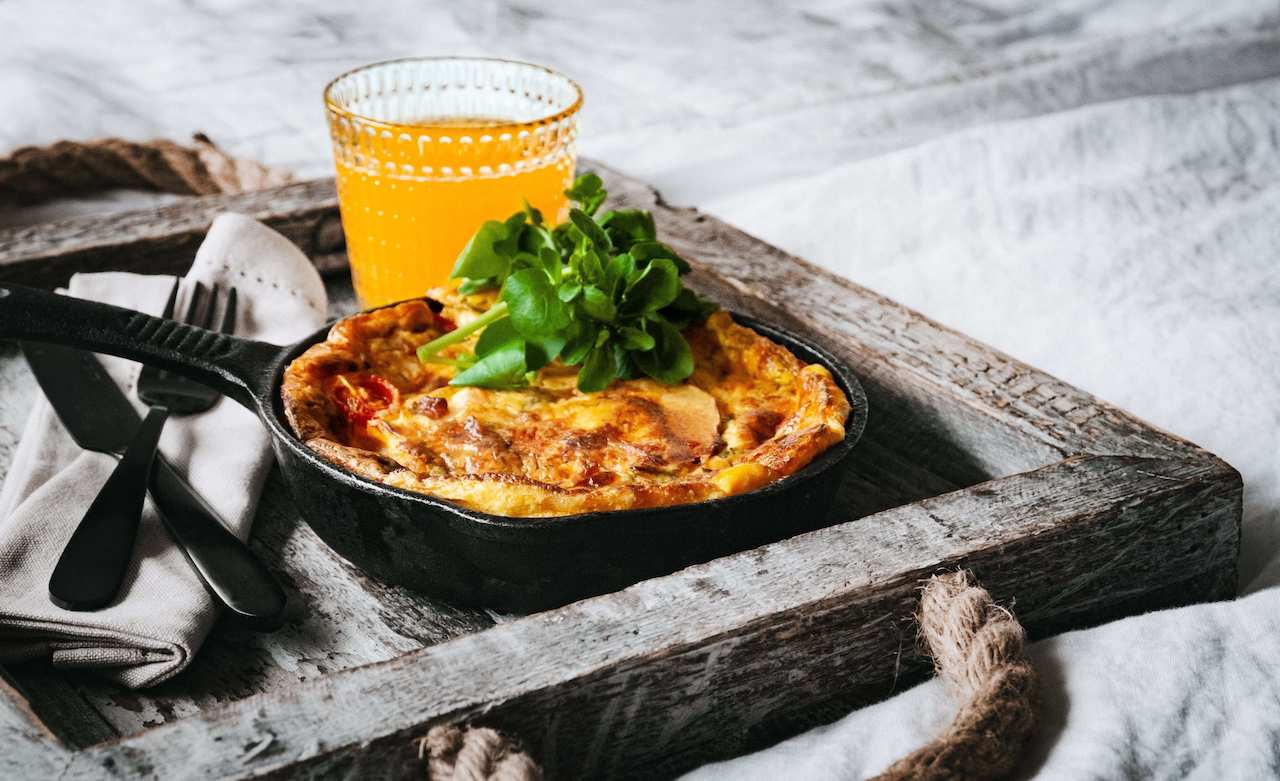Savoury Clafoutis with Salmon, Brie and Cherry Tomatoes