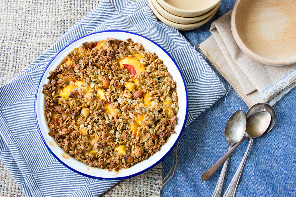 Brunching | Bedfolk & The Worktop | Healthy Peach Crisp with Granola