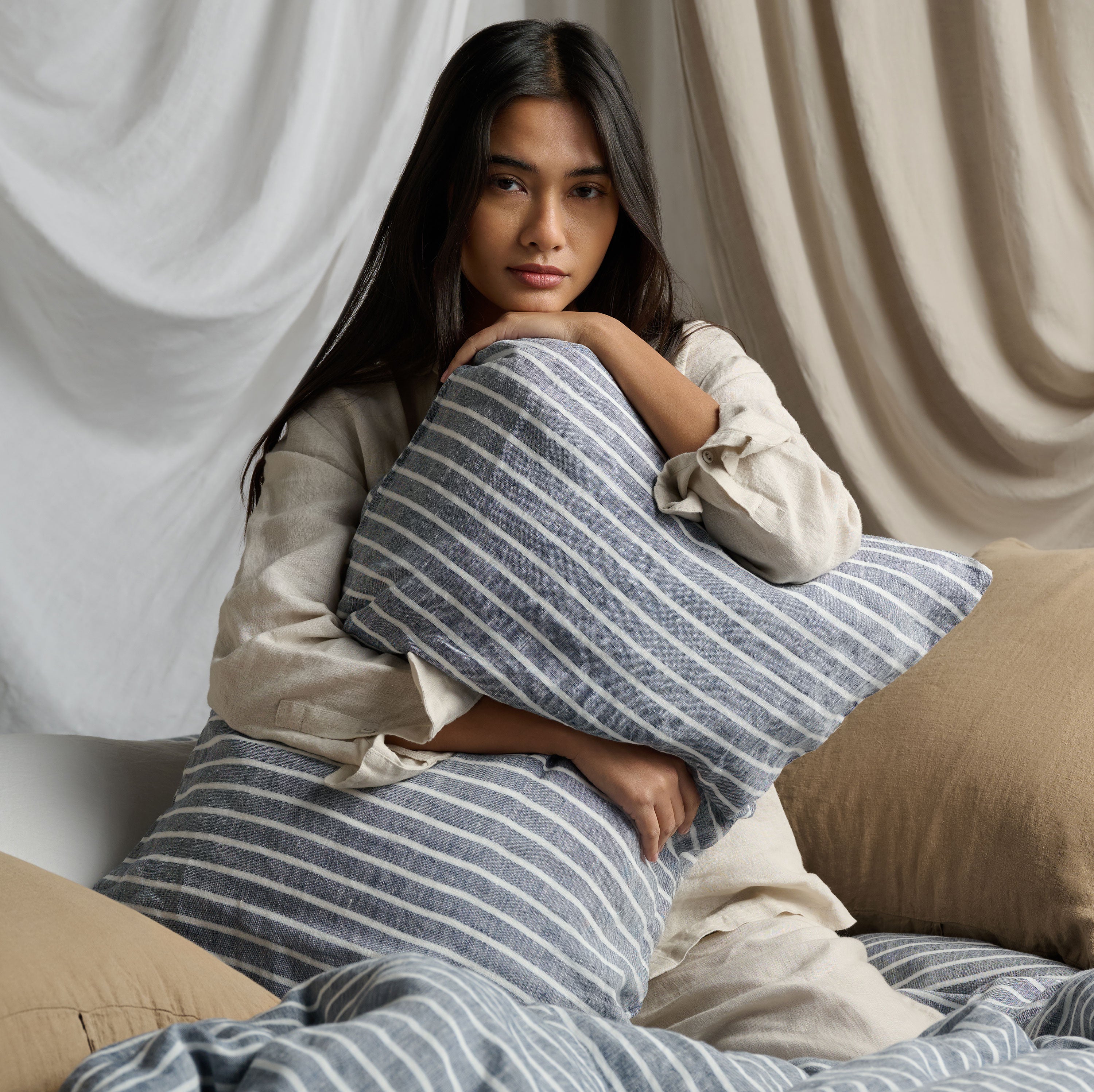 Linen Pillowcase Pair - Stripe