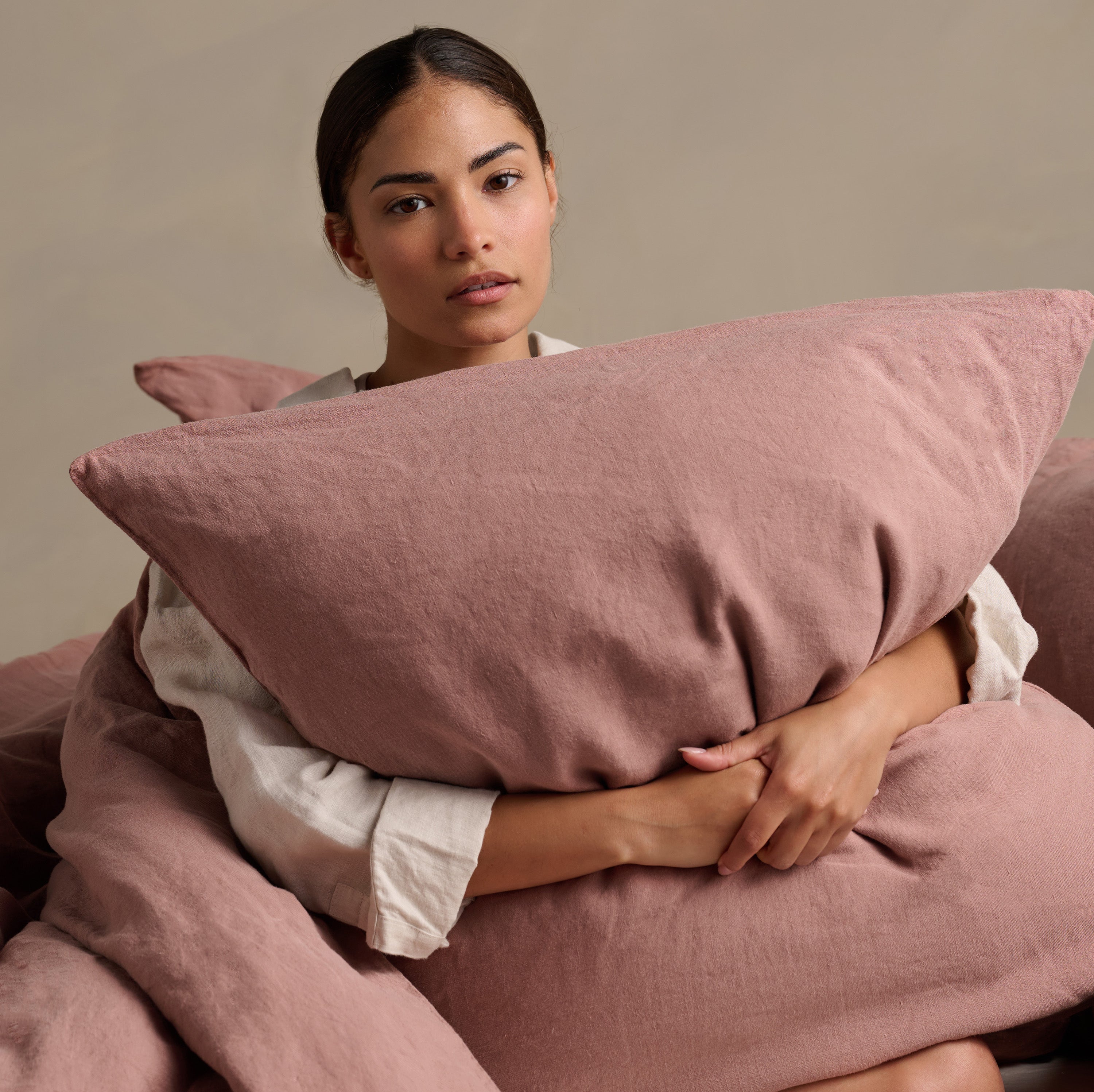 Linen Square Pillowcase Pair - Rust