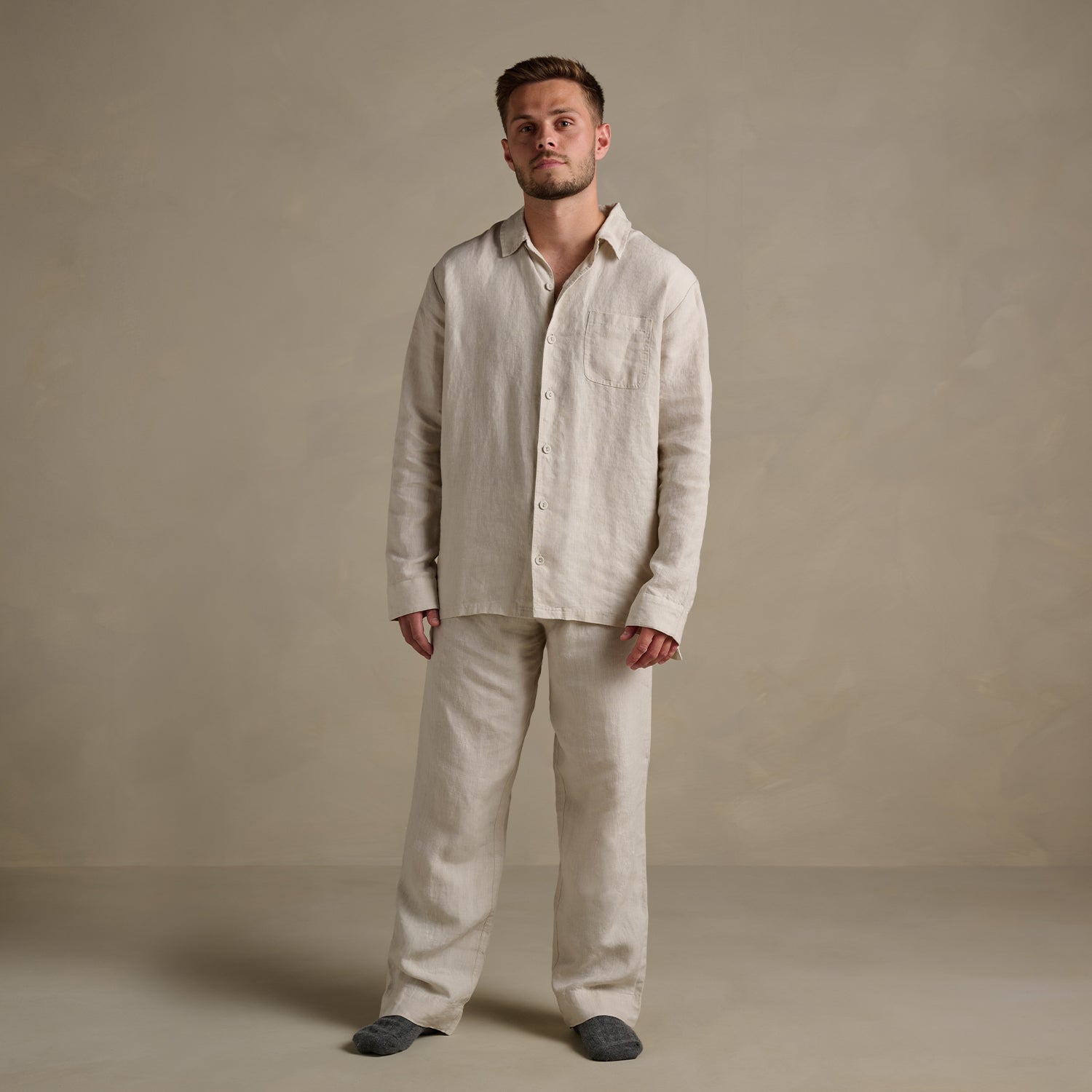 The Men's Linen Lounge Set - Clay