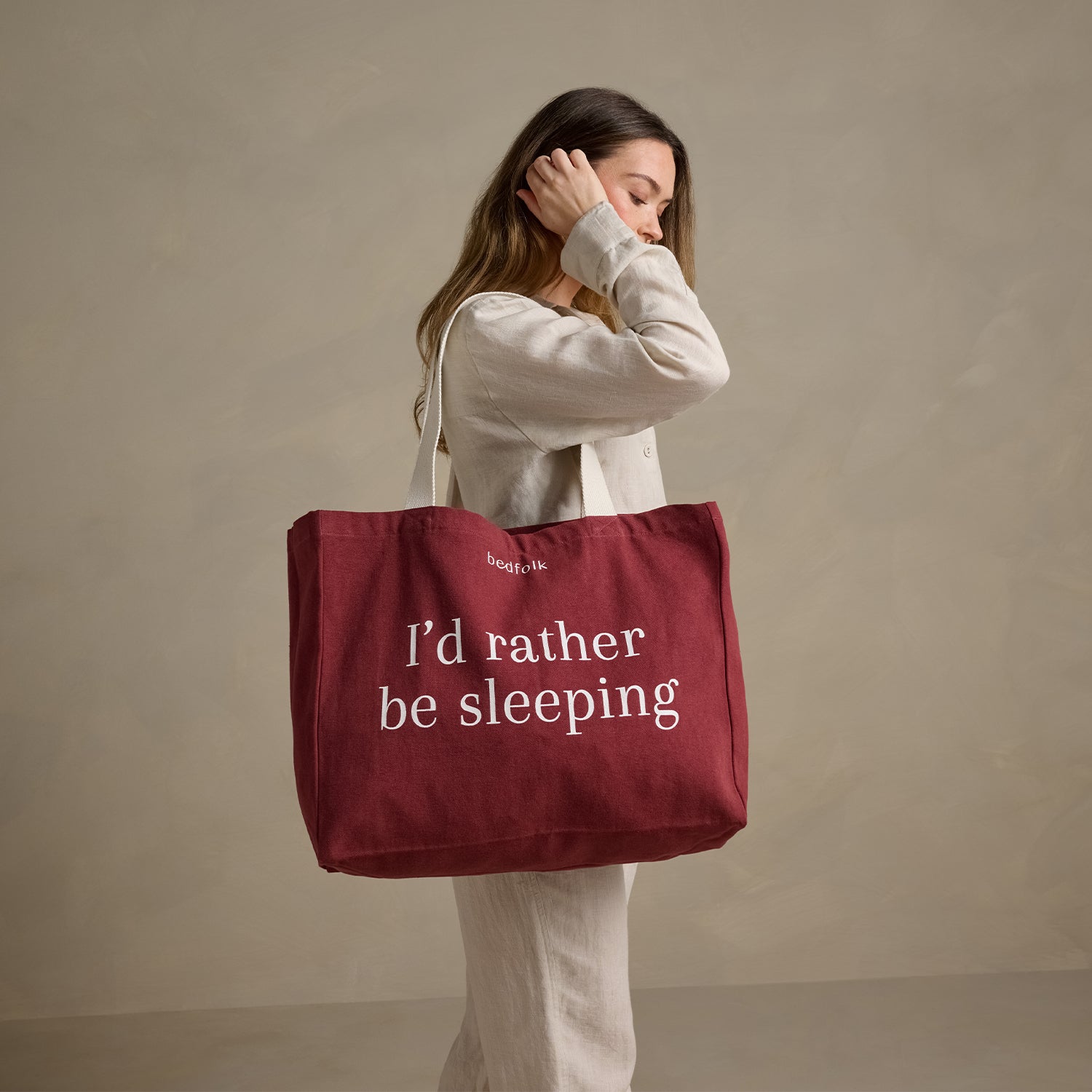 The ‘I’d rather be sleeping’ Bedfolk Tote Bag - Wine