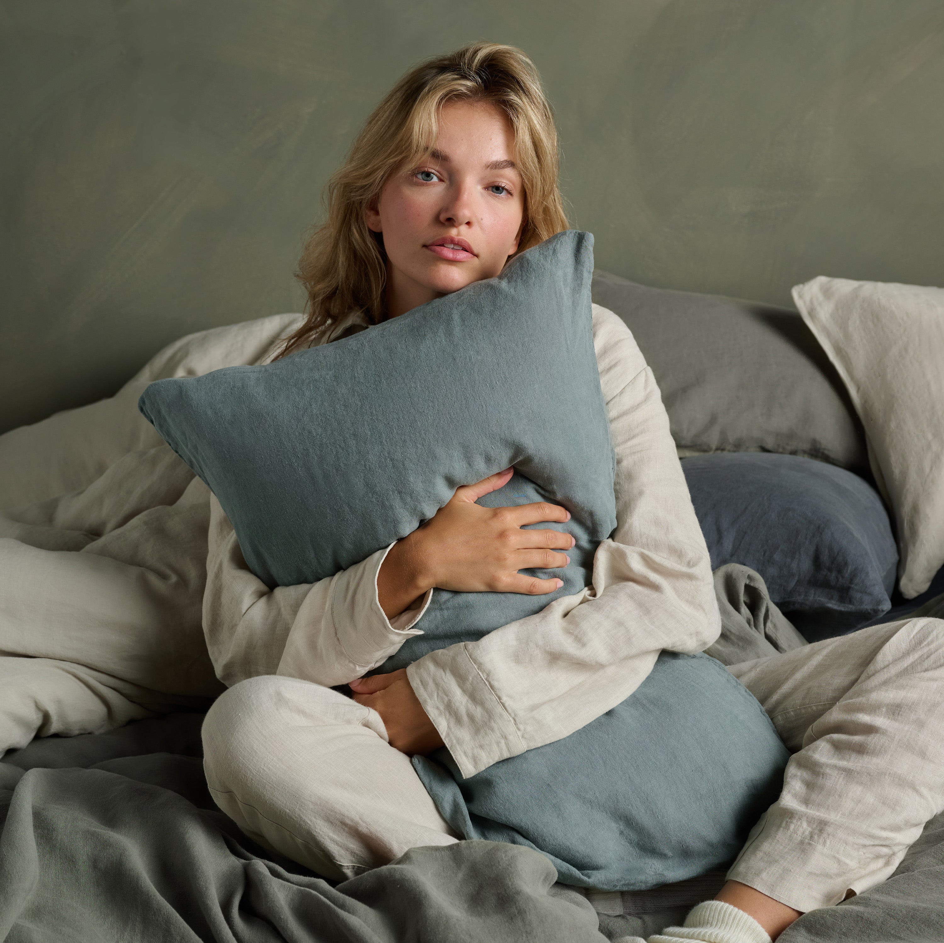 Linen Pillowcase Pair - Sea