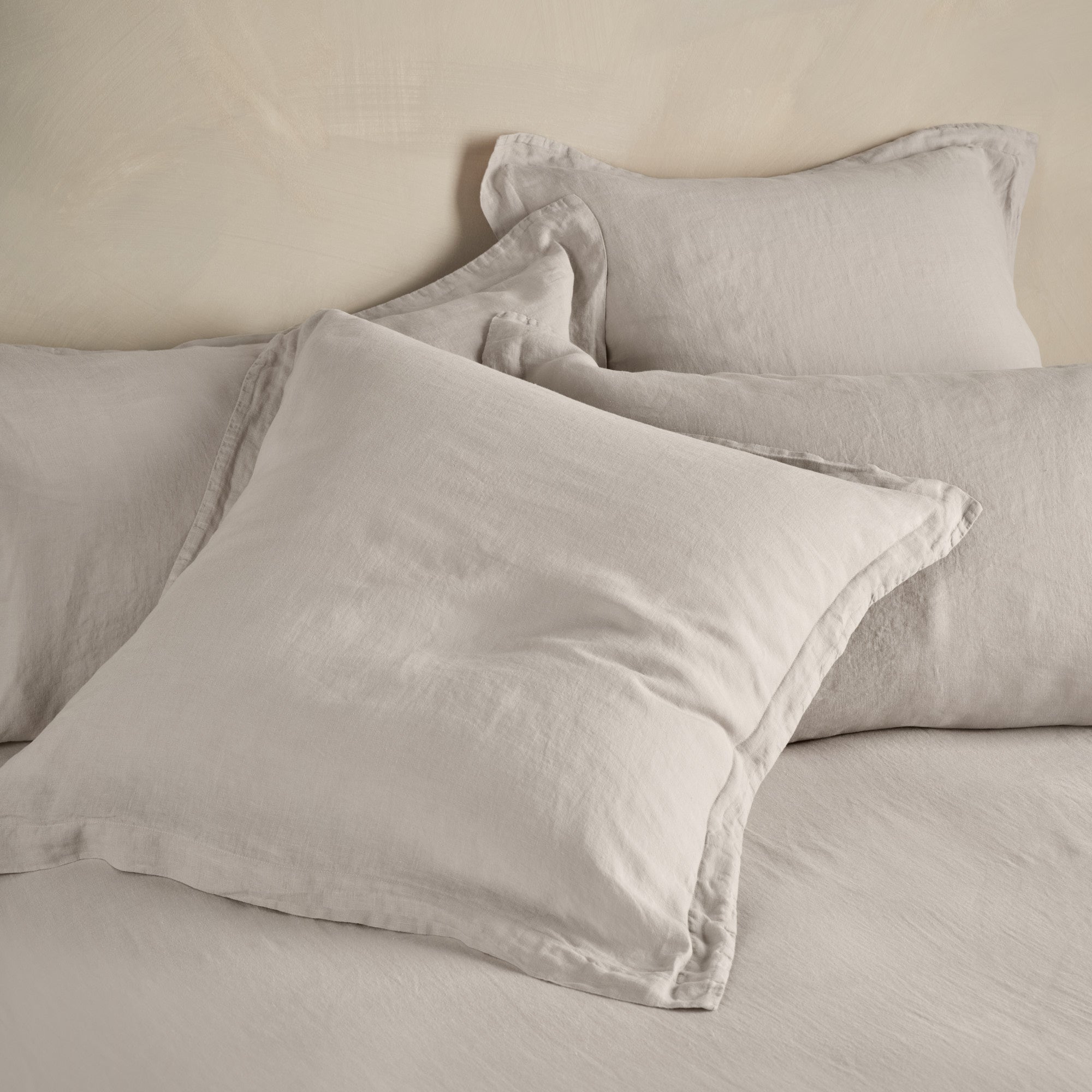 Linen Oxford Square Pillowcase Pair - Clay