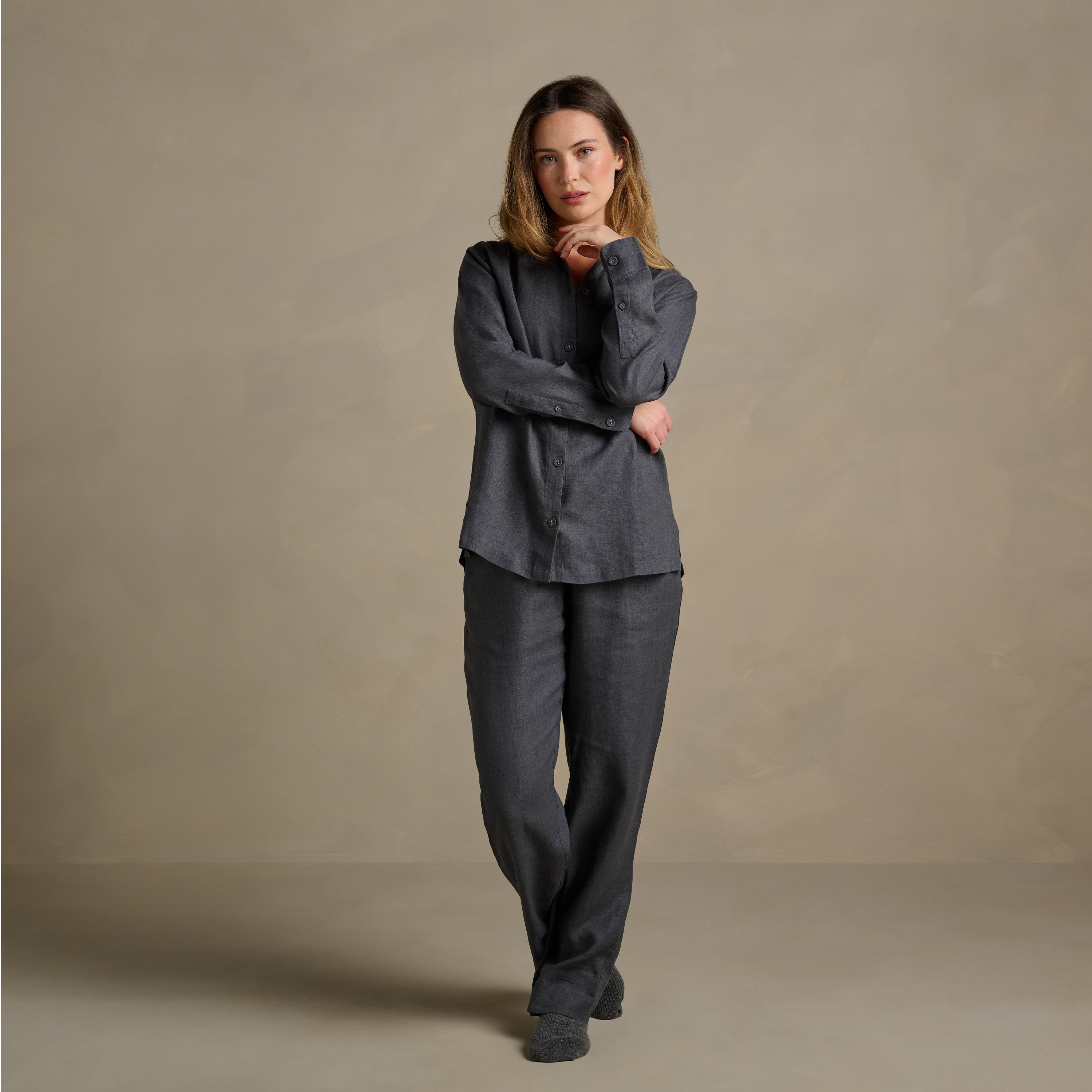 The Women's Linen Lounge Set - Ink