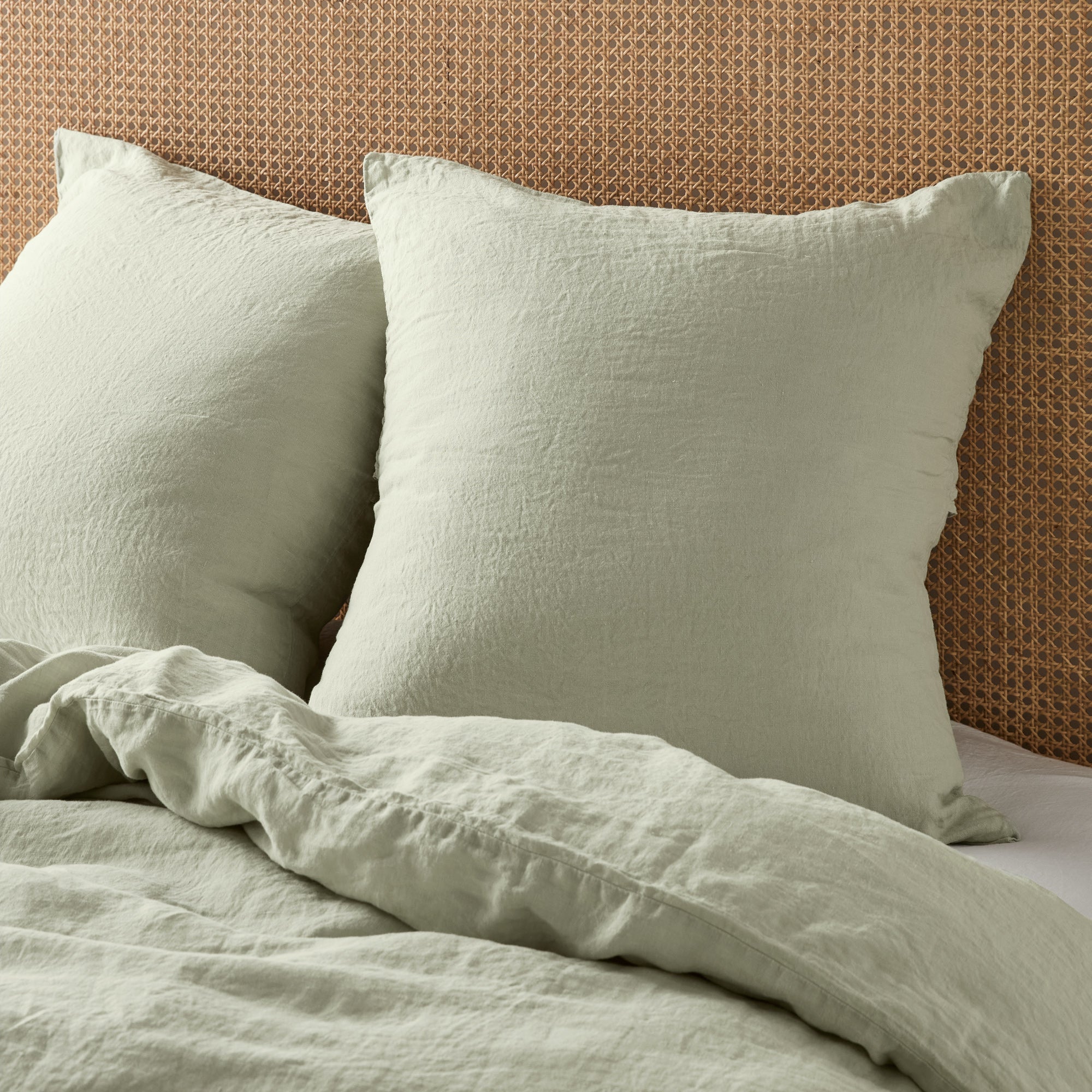 Linen Square Pillowcase Pair - Sage