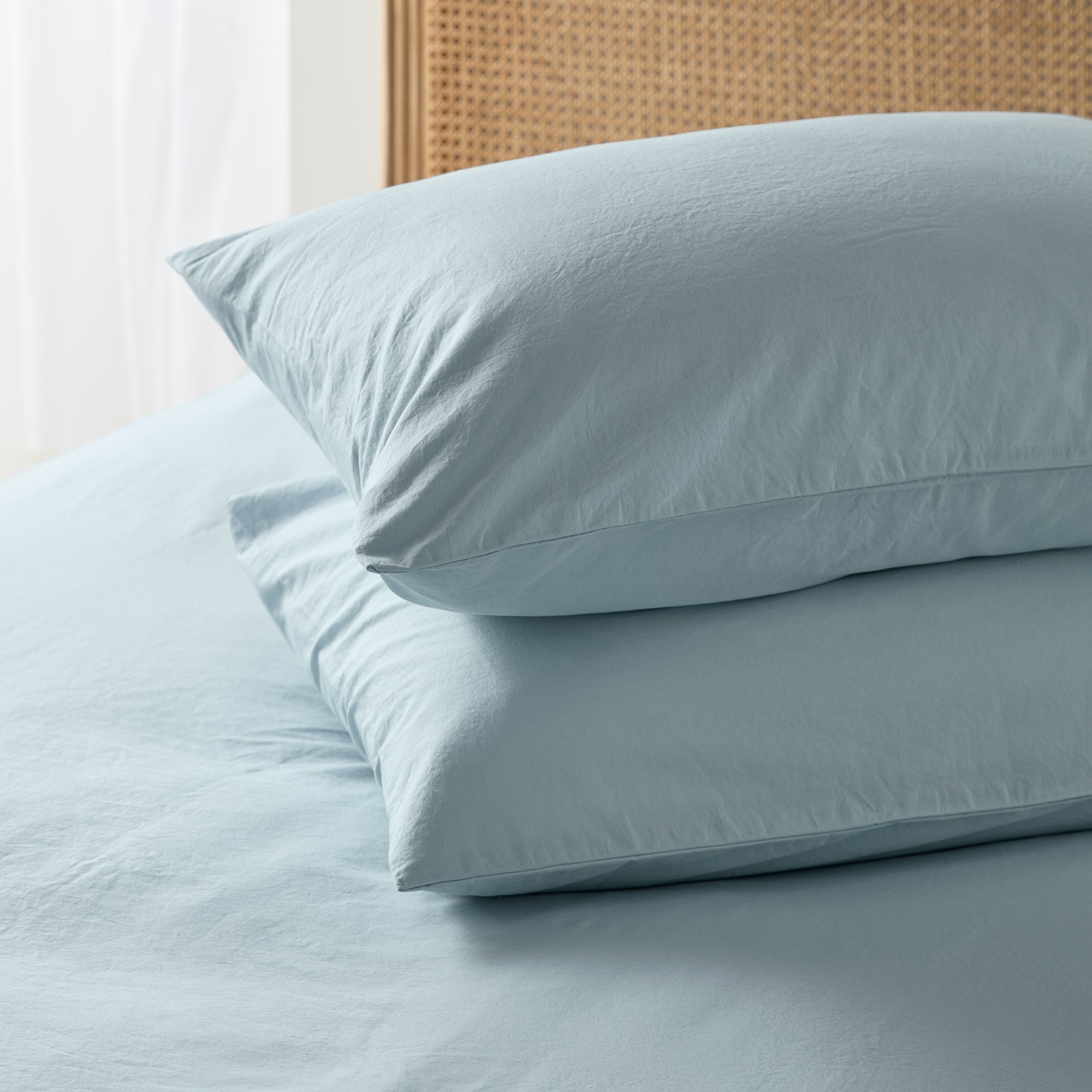Relaxed Cotton Pillowcase Pair - Sky
