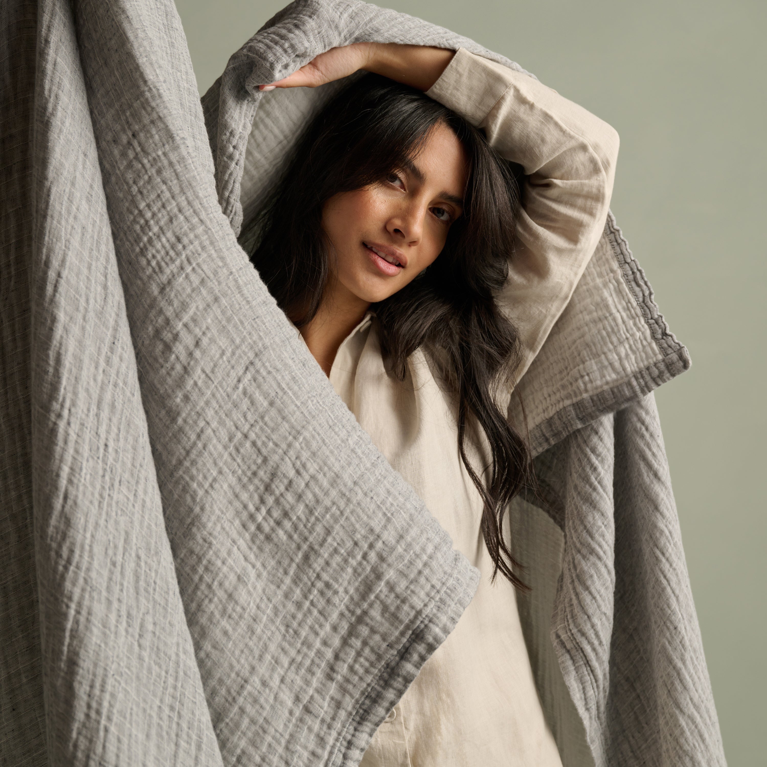 The Linen & Cotton Throw - Ink