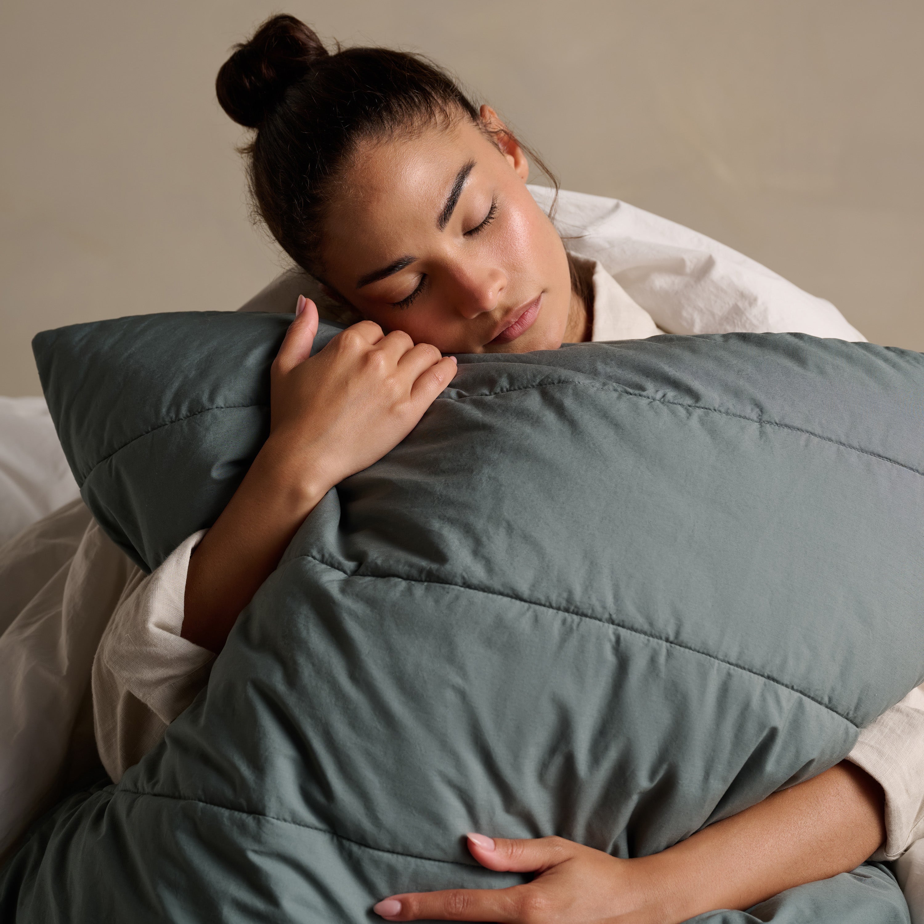 Quilted Cotton Square Pillowcase Pair - Sea