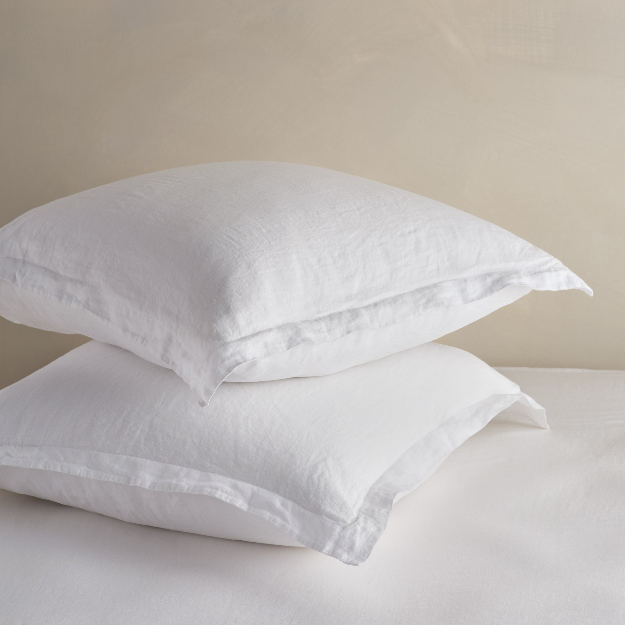 Linen Oxford Square Pillowcase Pair - Snow