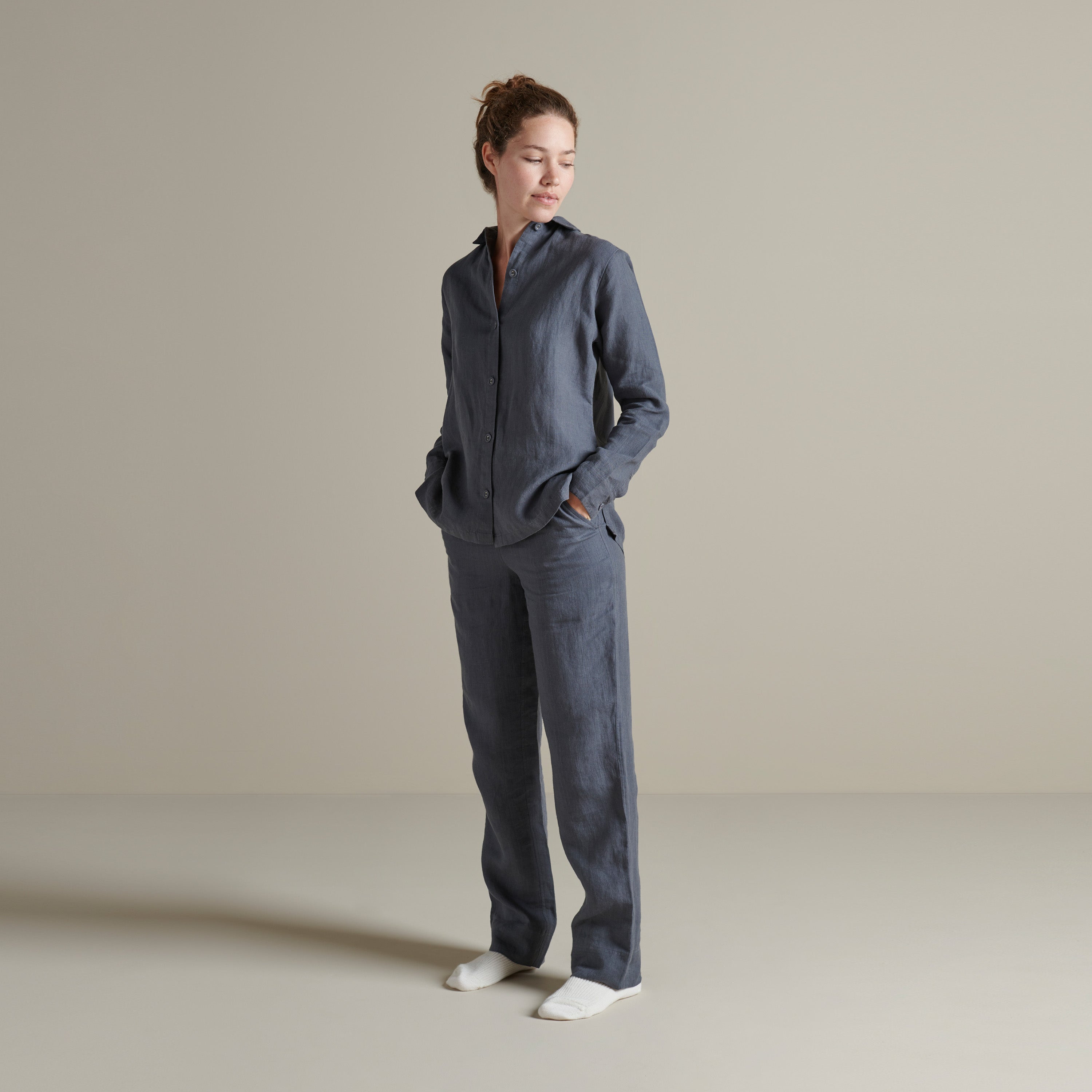 Grey linen trousers clearance womens