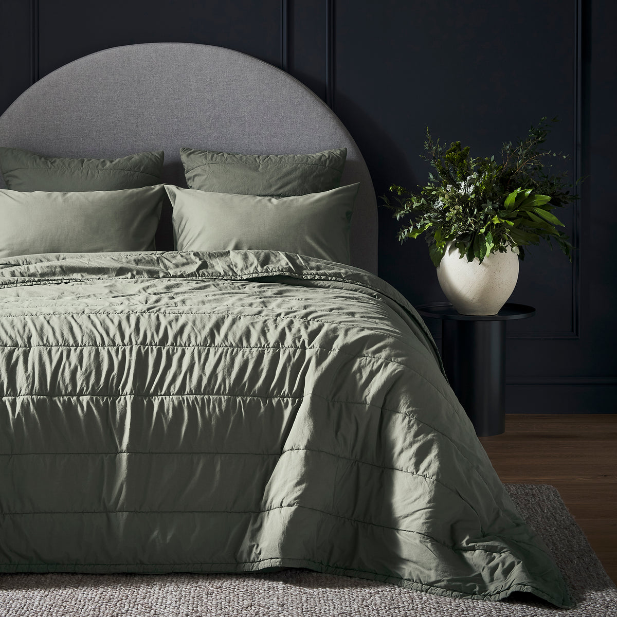 Rust Green Quilt Cotton Quilt in Rust | Luxury Quilt Bedding | Bedfolk