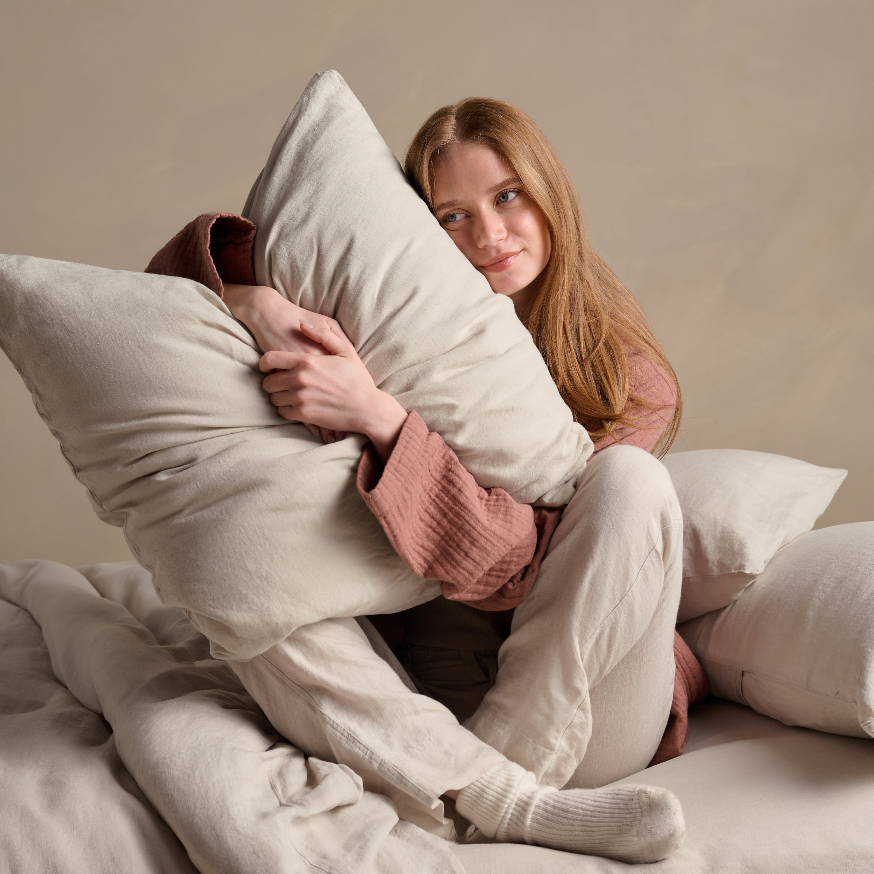 Linen Square Pillowcase Pair - Clay