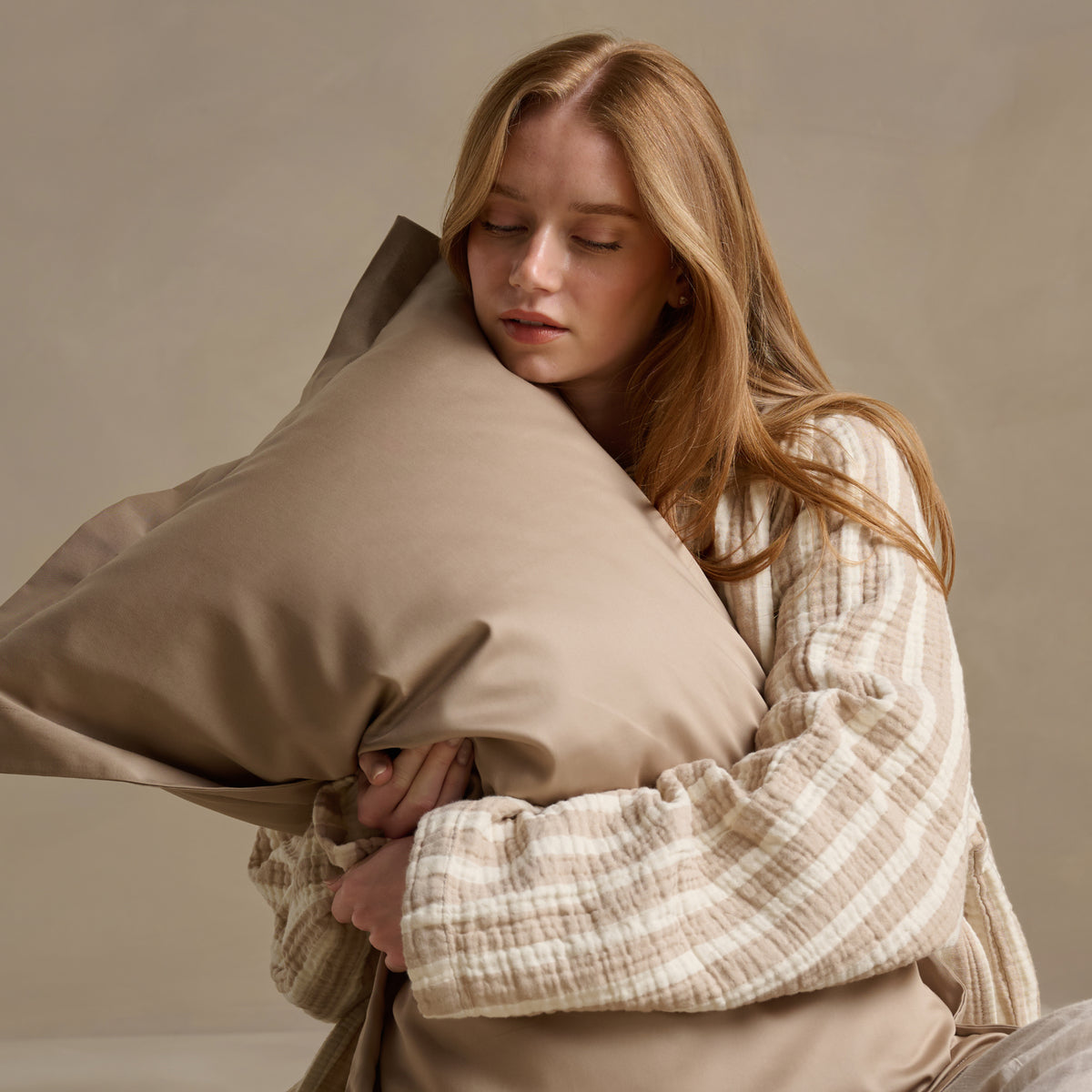 Luxe Cotton Oxford Pillowcase Pair - Latte
