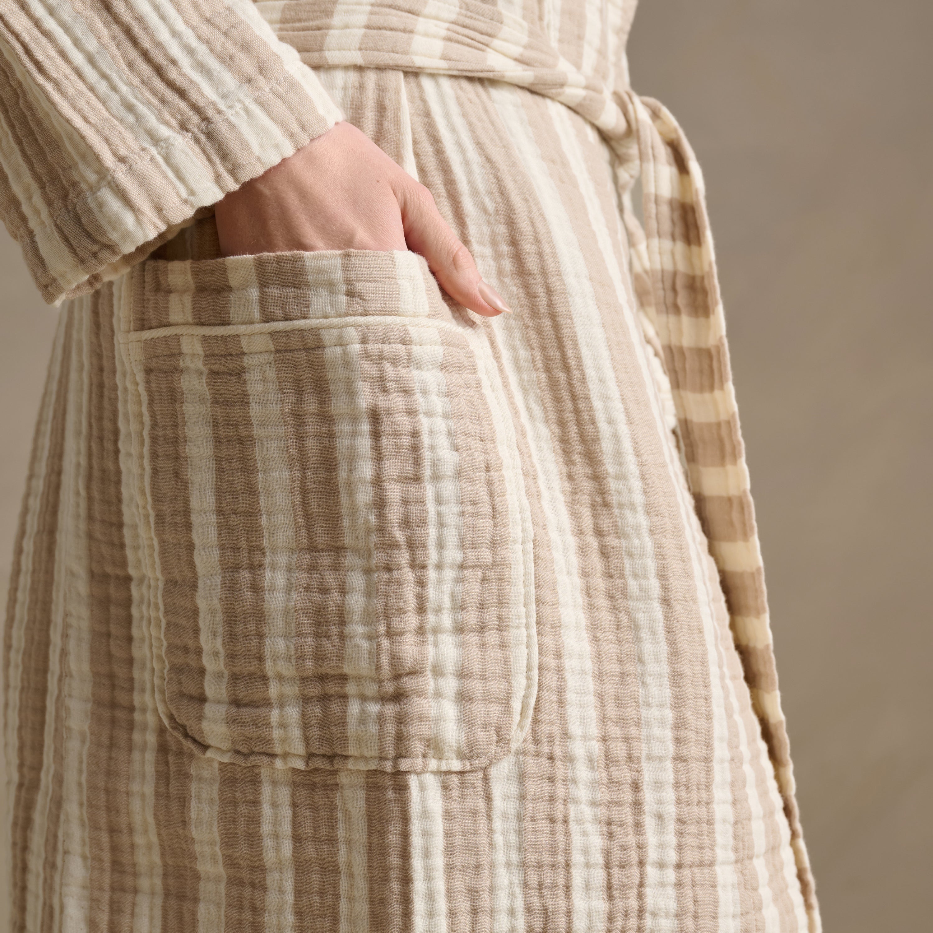 The Dream Cotton Robe - Latte Stripe