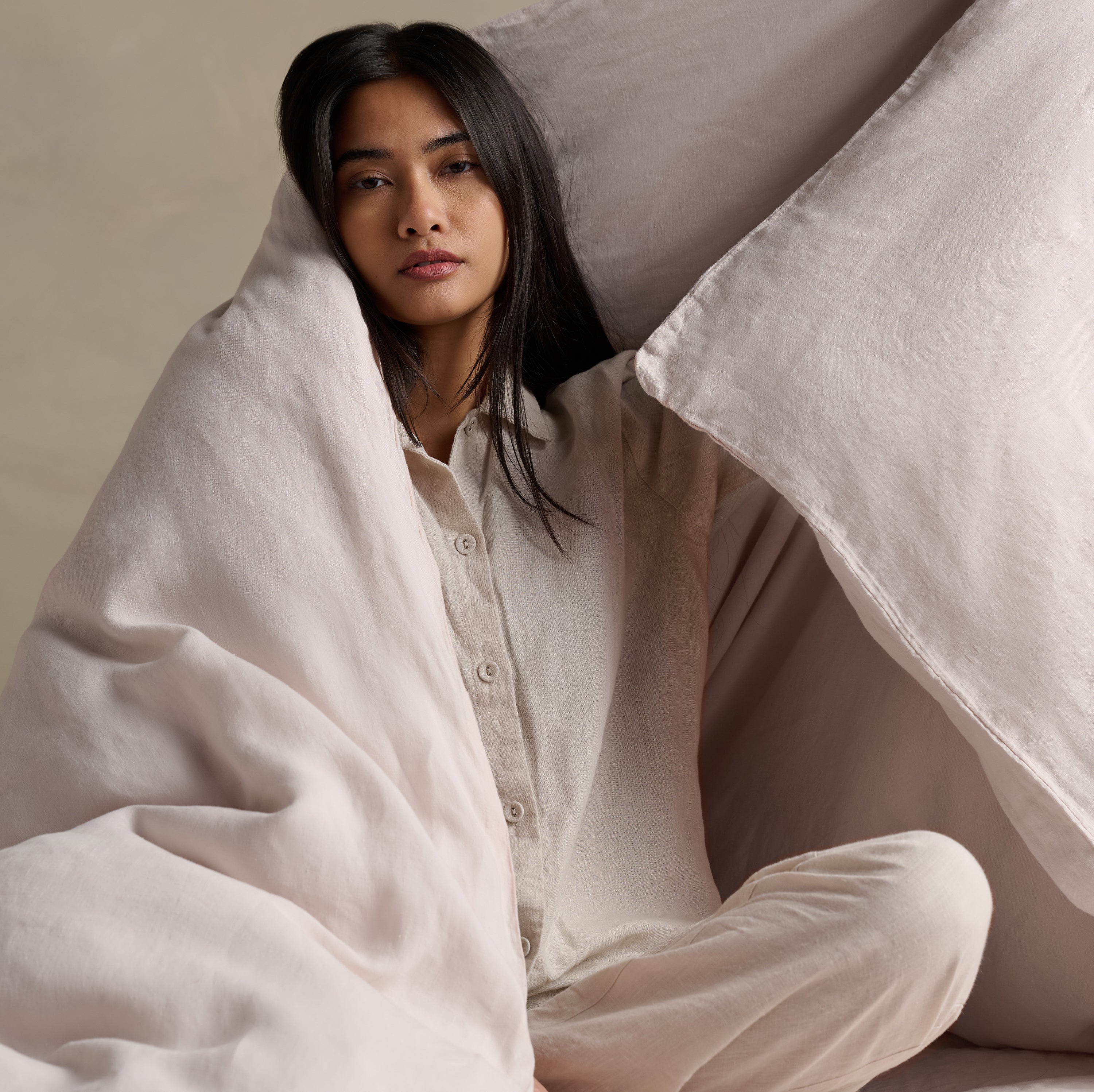 Linen Duvet Cover - Rose