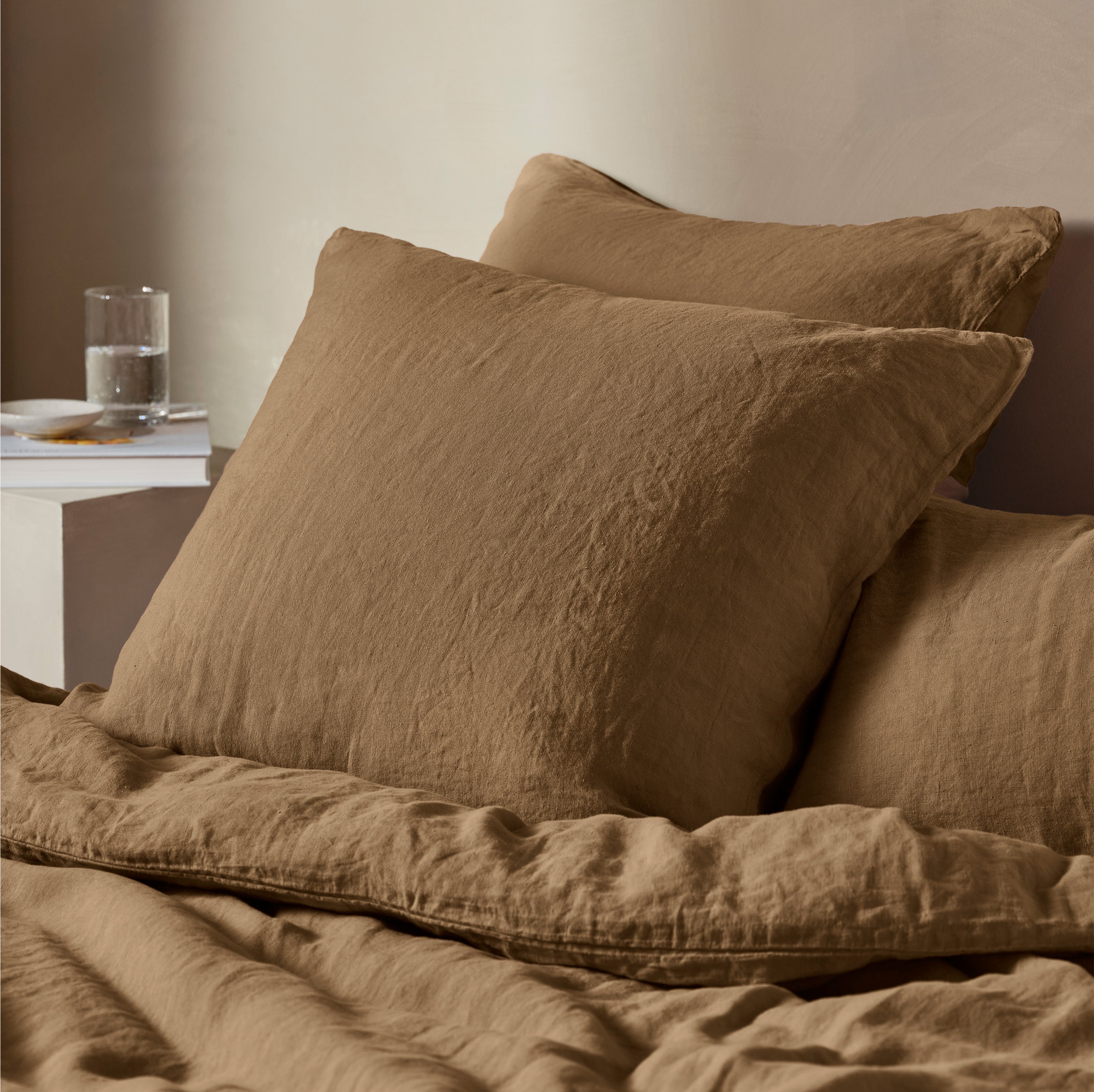 Linen Square Pillowcase Pair - Cinnamon