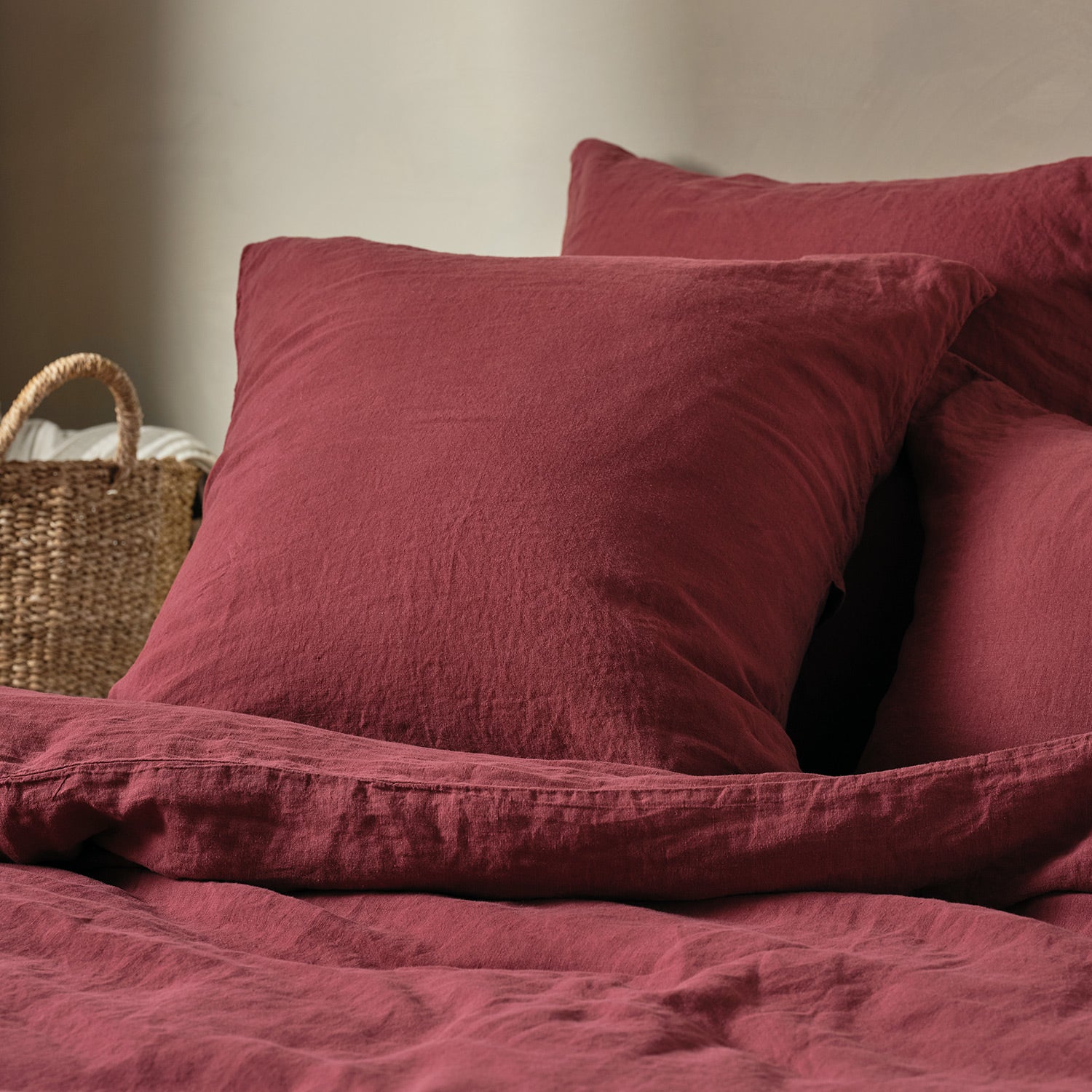 Linen Square Pillowcase Pair - Wine