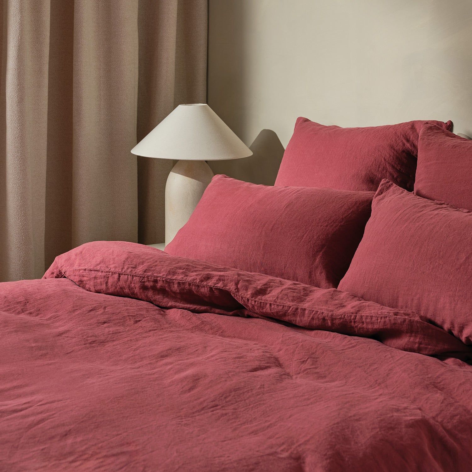 Linen Duvet Cover - Wine