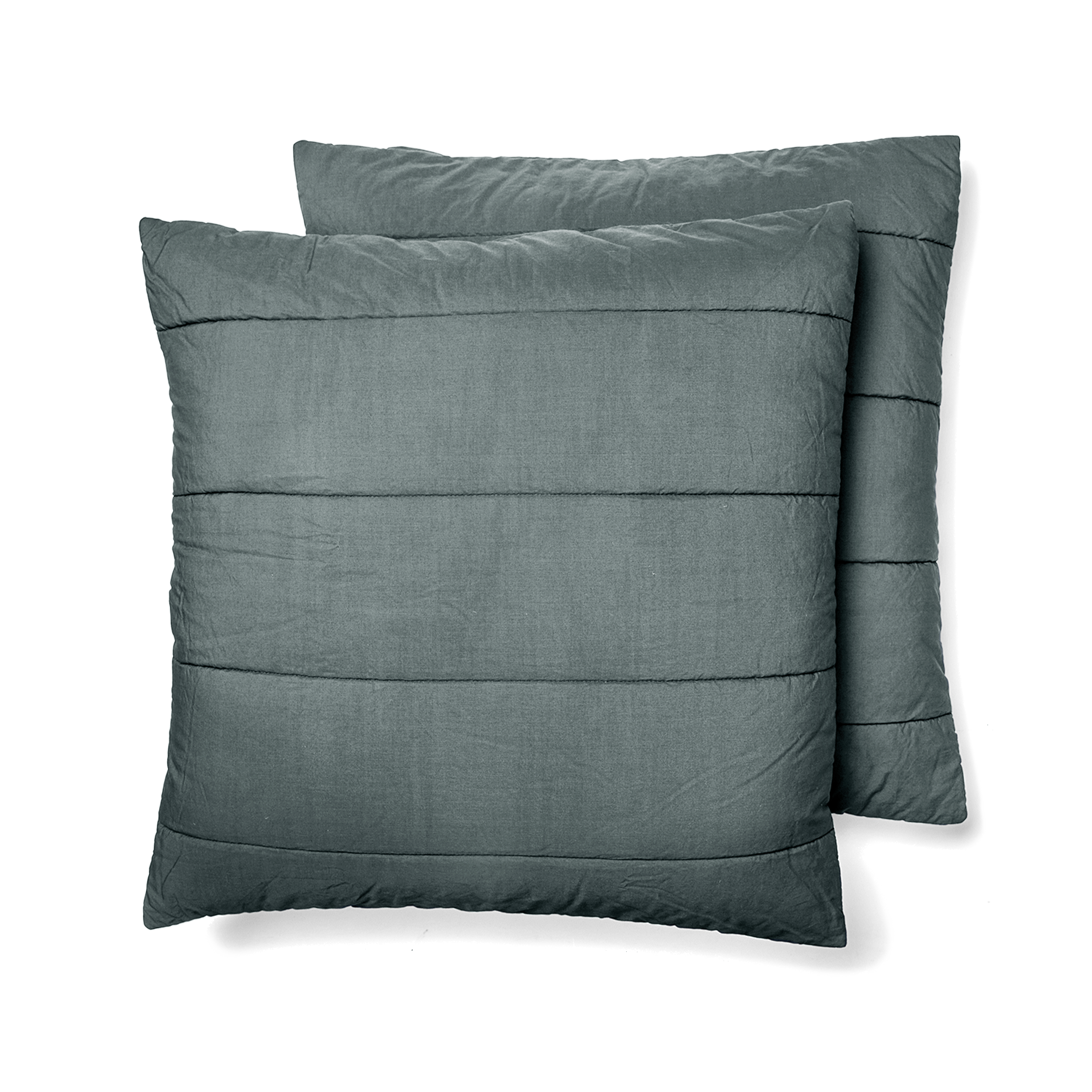 Quilted Cotton Square Pillowcase Pair - Sea