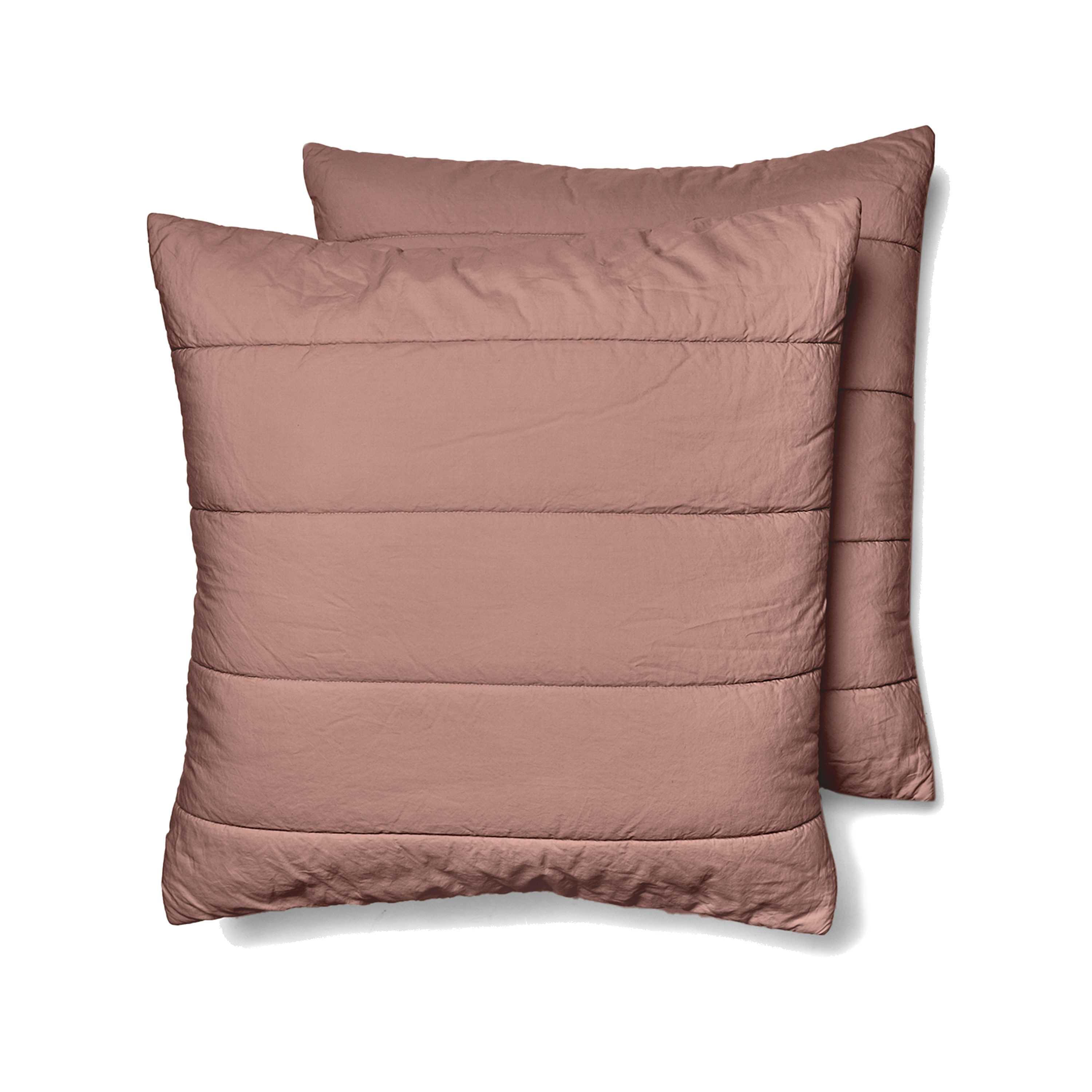 Quilted Cotton Square Pillowcase Pair - Rust