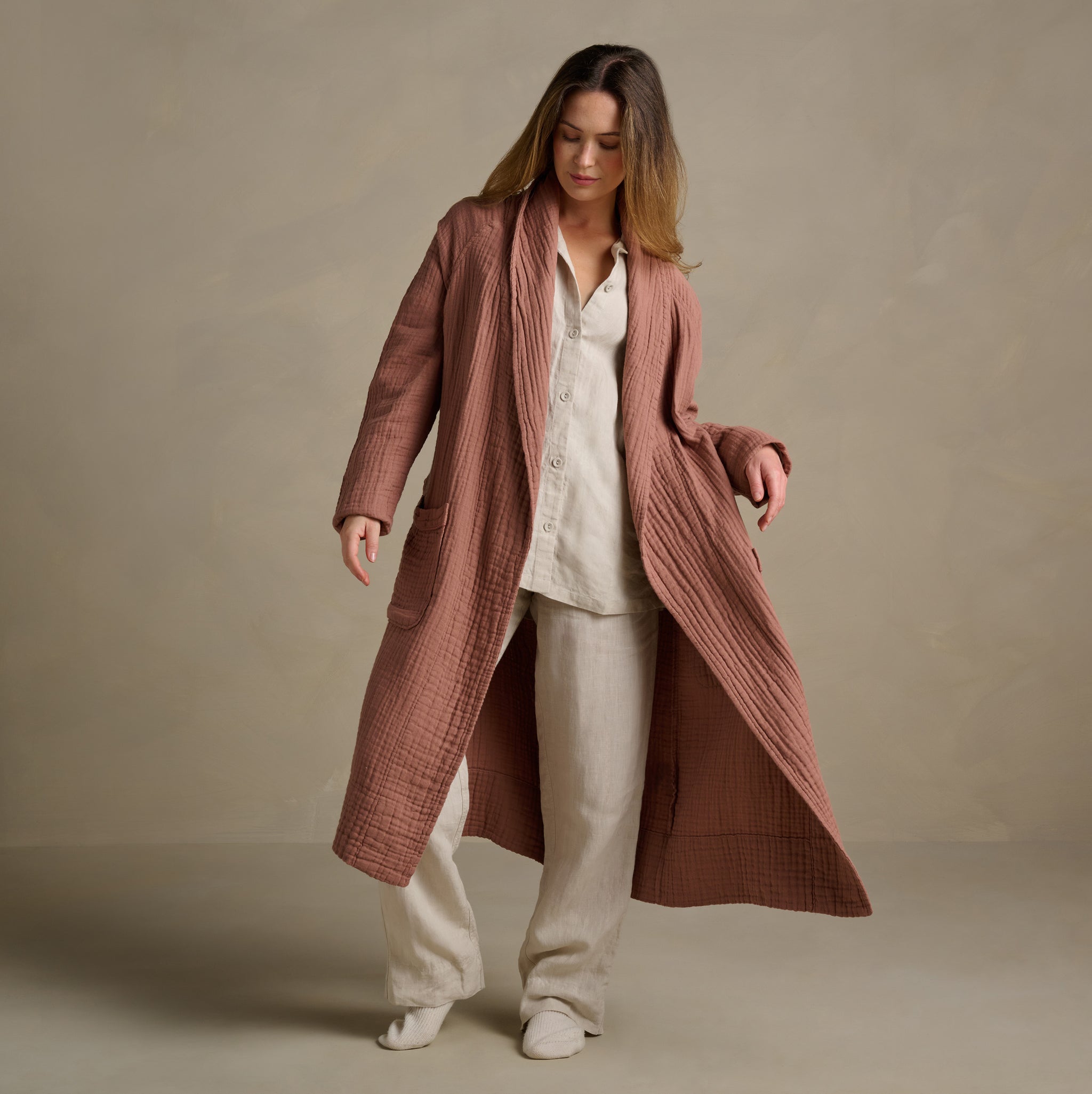 The Dream Cotton Robe in Rust by Bedfolk