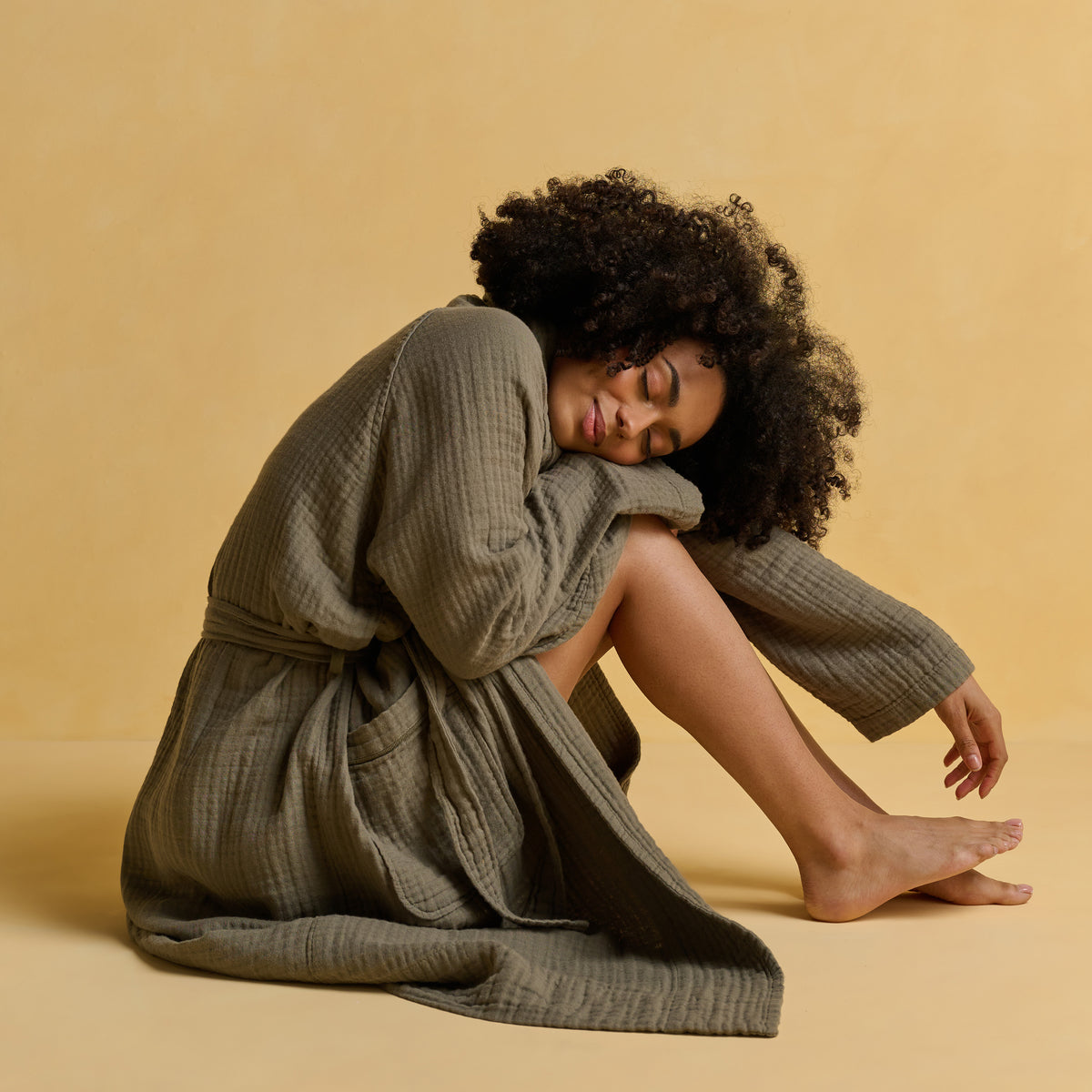 Dreamers Robe The Dream Cotton Robe in Moss by Bedfolk