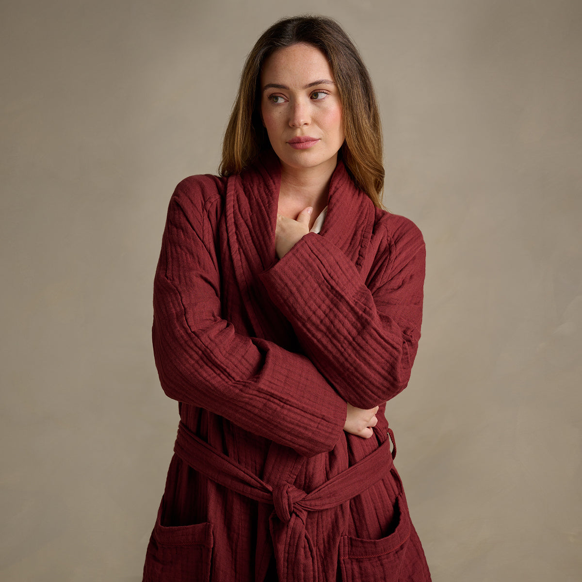 The Dream Cotton Robe in Wine by Bedfolk