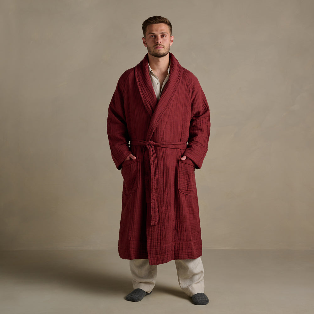 Wine Robe The Dream Cotton Robe in Wine by Bedfolk