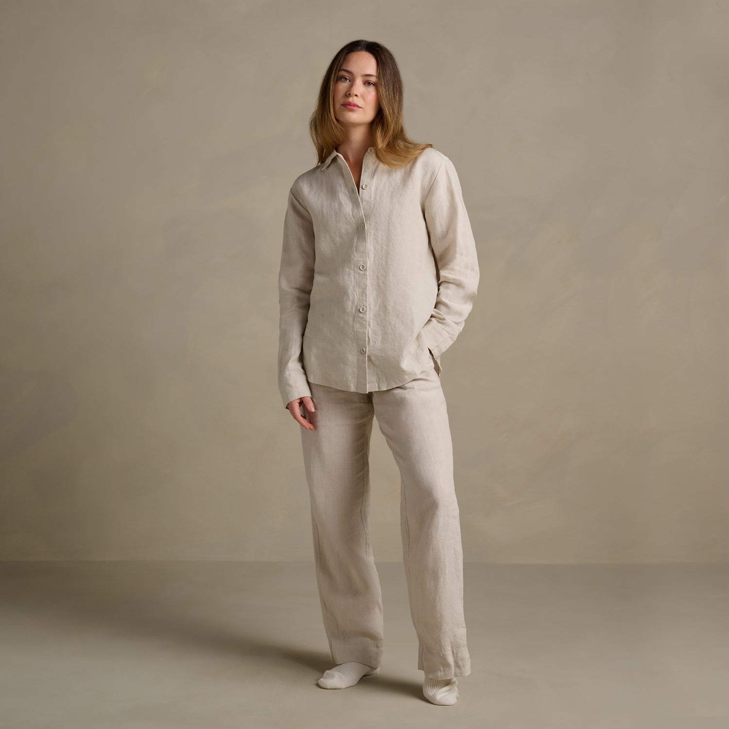 The Women's Linen Lounge Set - Clay