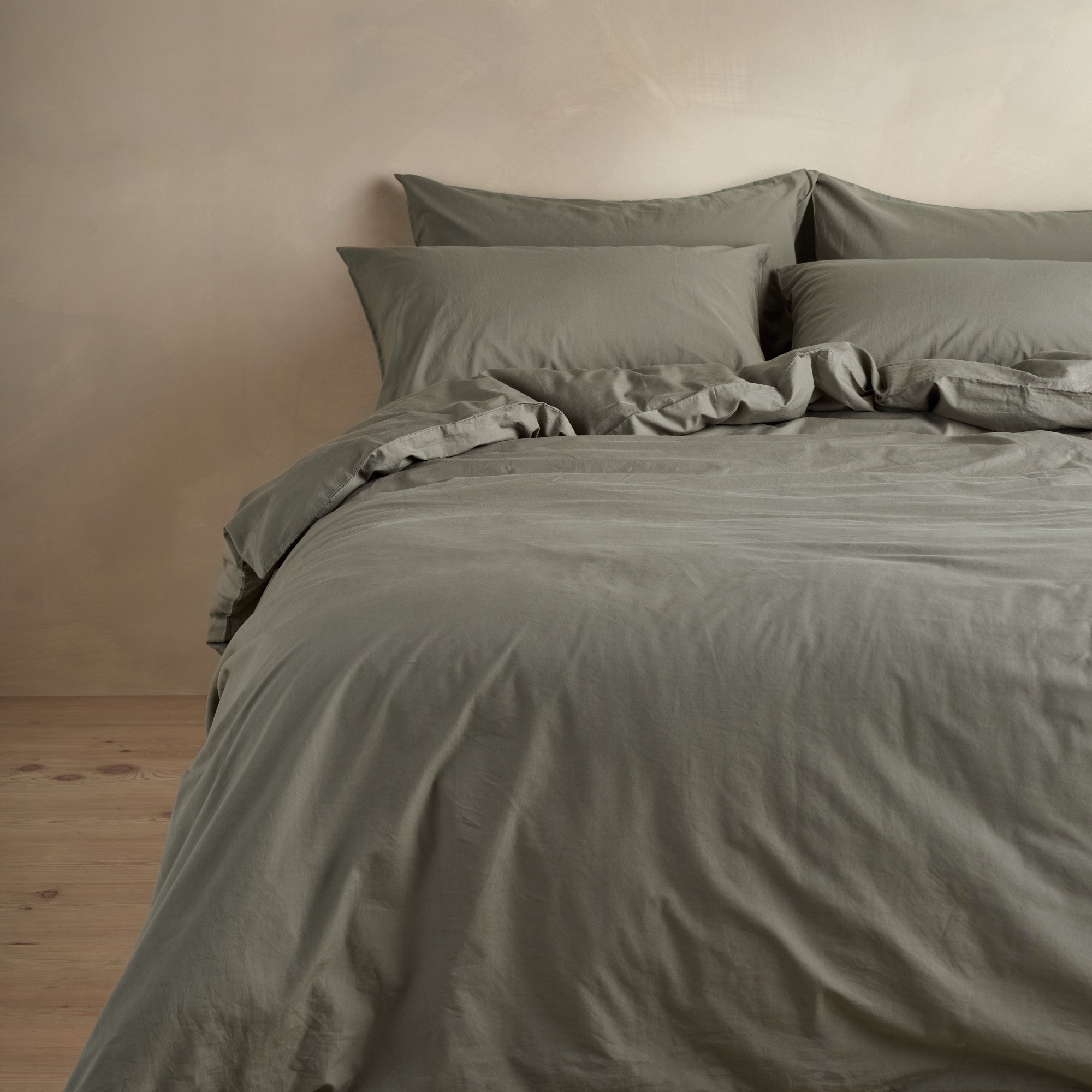 Relaxed Cotton Duvet Cover - Moss