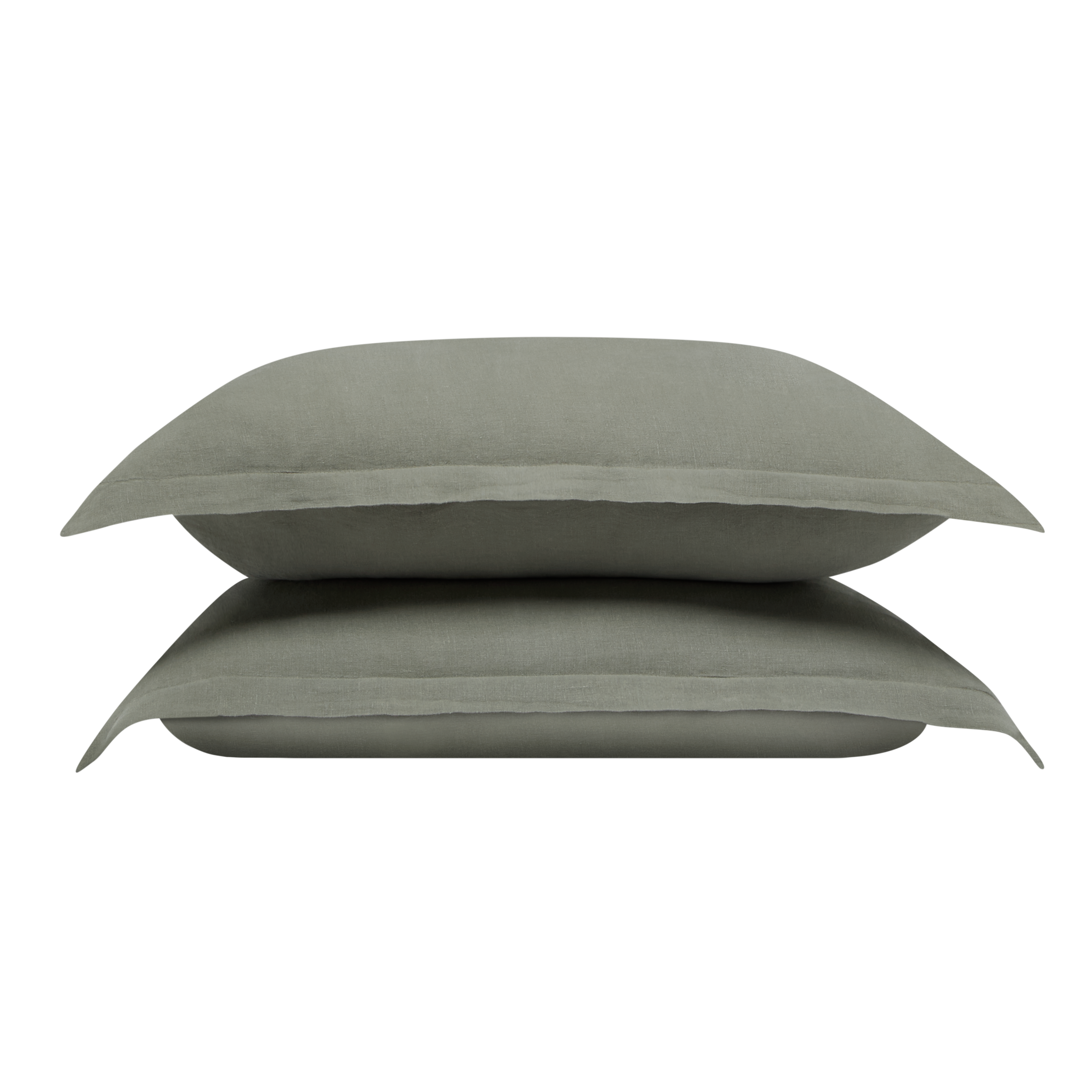 Linen Oxford Square Pillowcase Pair - Moss