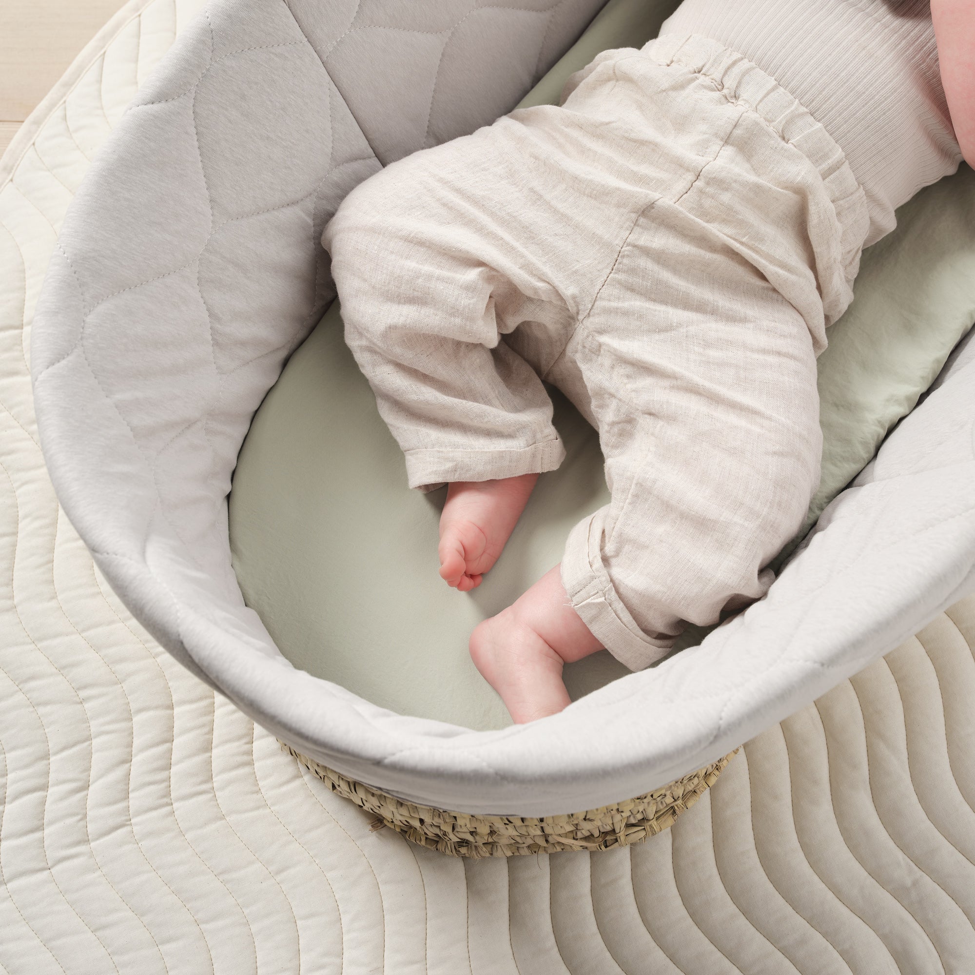 Moses Basket Fitted Sheet - Sage