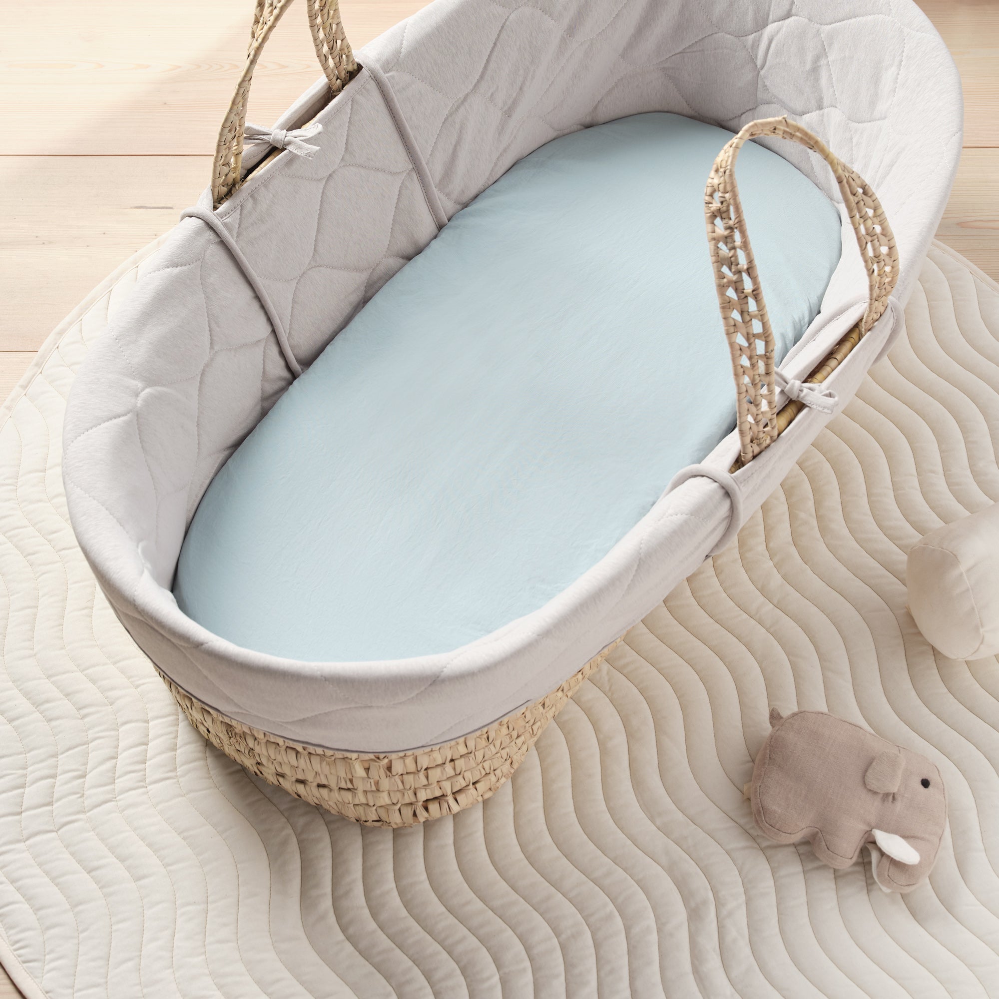 Moses Basket Fitted Sheet - Sky