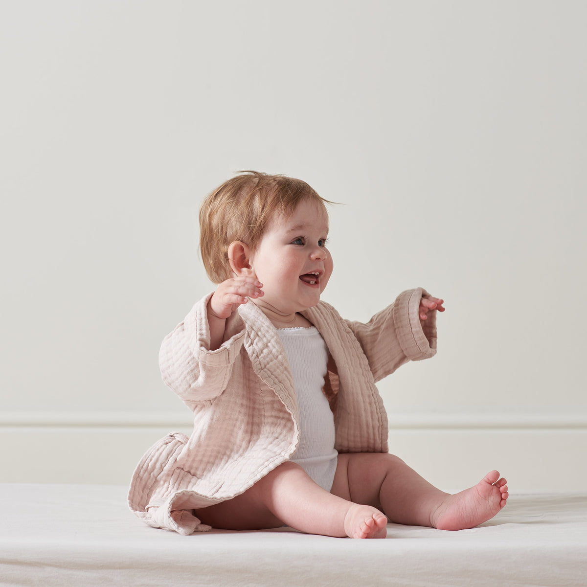 The Baby Dream Cotton Robe in Rose by Bedfolk